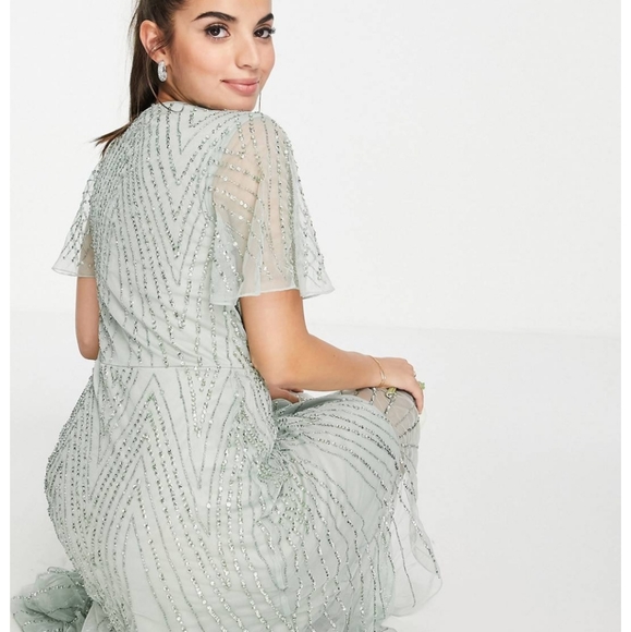 NWT ASOS Embellished Wrap Maxi Dress by Frock and Frill - Picture 2 of 5